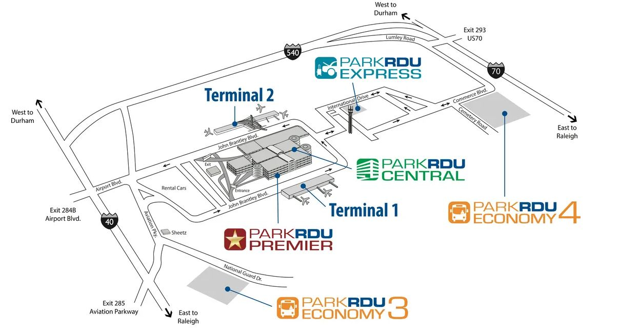 Raleigh-Durham Airport Parking Map